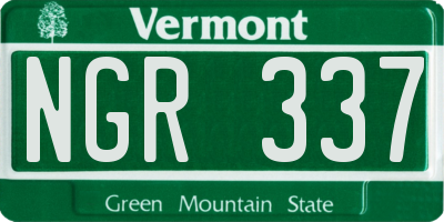 VT license plate NGR337