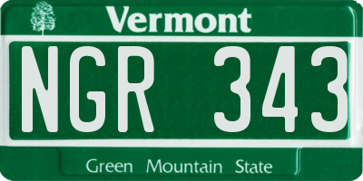 VT license plate NGR343