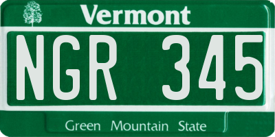 VT license plate NGR345