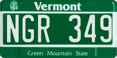VT license plate NGR349