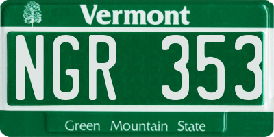 VT license plate NGR353