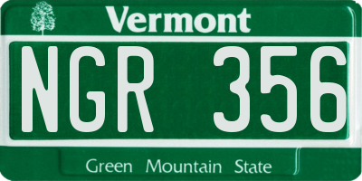 VT license plate NGR356
