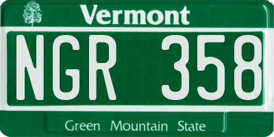 VT license plate NGR358