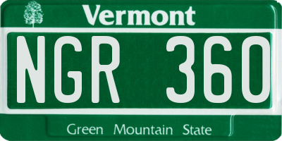 VT license plate NGR360