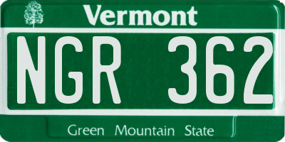 VT license plate NGR362