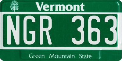 VT license plate NGR363