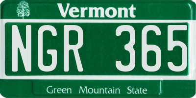 VT license plate NGR365