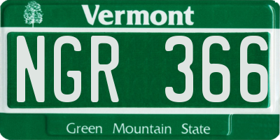 VT license plate NGR366