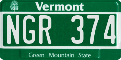 VT license plate NGR374