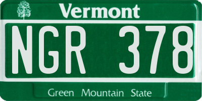 VT license plate NGR378