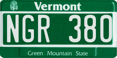 VT license plate NGR380
