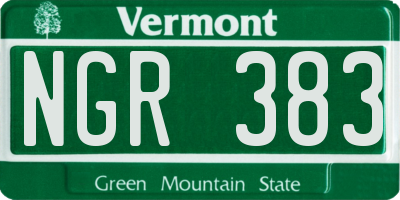 VT license plate NGR383