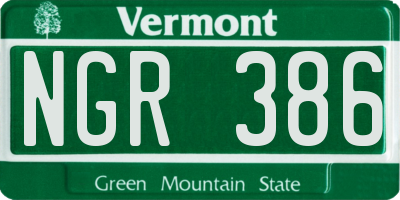 VT license plate NGR386