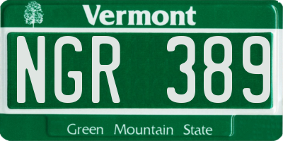 VT license plate NGR389