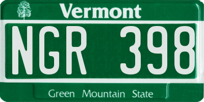 VT license plate NGR398