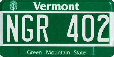 VT license plate NGR402