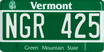 VT license plate NGR425