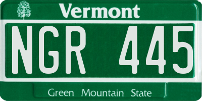 VT license plate NGR445