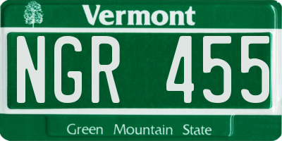 VT license plate NGR455