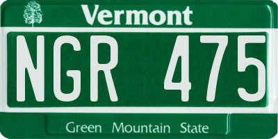 VT license plate NGR475