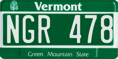 VT license plate NGR478