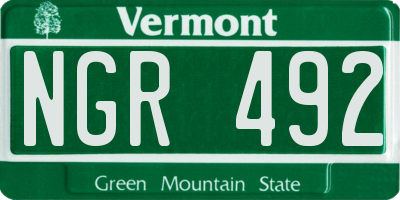 VT license plate NGR492