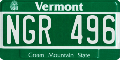 VT license plate NGR496