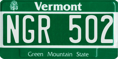 VT license plate NGR502