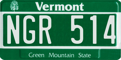 VT license plate NGR514