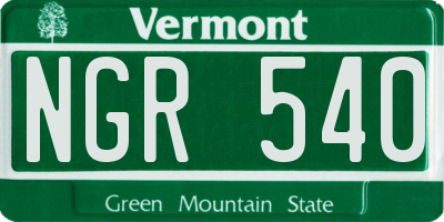 VT license plate NGR540