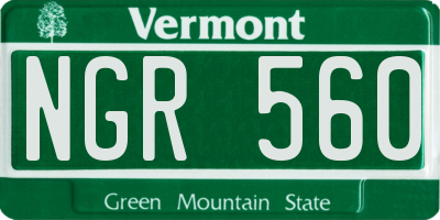 VT license plate NGR560