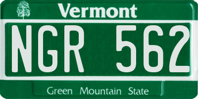 VT license plate NGR562