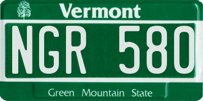 VT license plate NGR580