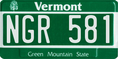 VT license plate NGR581