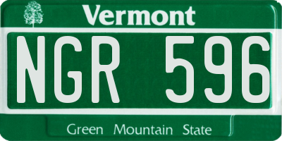 VT license plate NGR596
