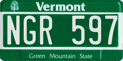 VT license plate NGR597