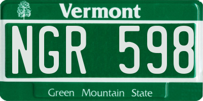 VT license plate NGR598