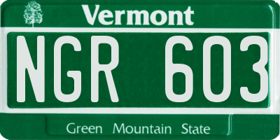 VT license plate NGR603
