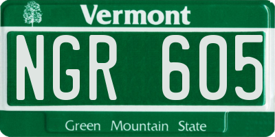 VT license plate NGR605
