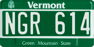 VT license plate NGR614