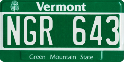 VT license plate NGR643