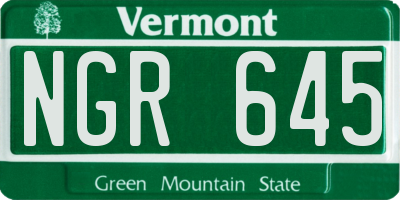 VT license plate NGR645