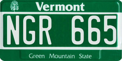 VT license plate NGR665