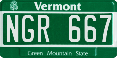 VT license plate NGR667