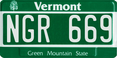 VT license plate NGR669