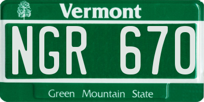 VT license plate NGR670