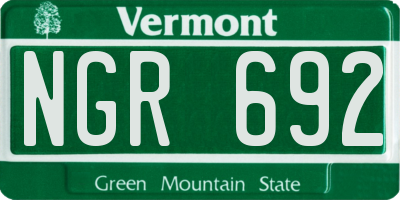 VT license plate NGR692
