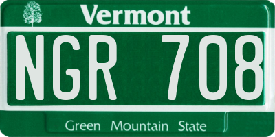 VT license plate NGR708