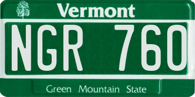 VT license plate NGR760