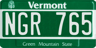VT license plate NGR765